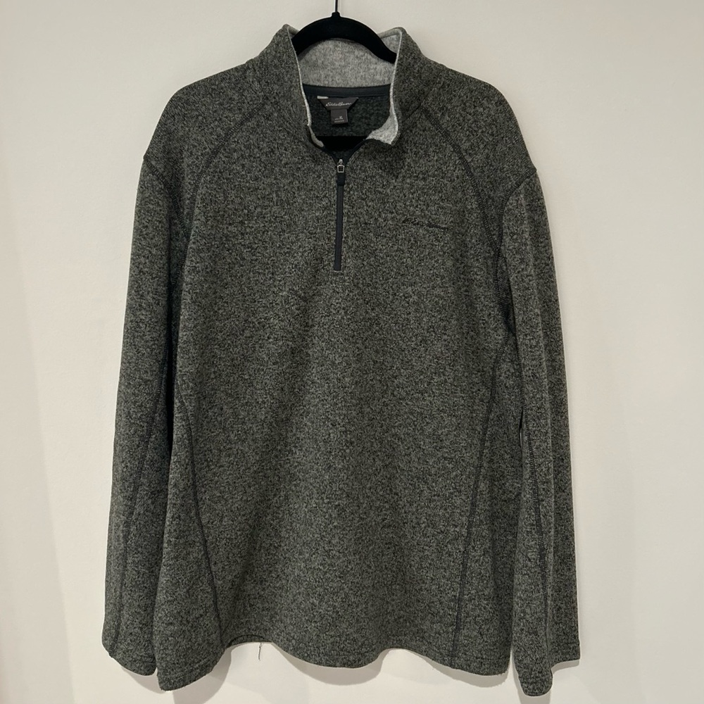 Eddie Bauer Men’s XL Gray 1/4 Zip Fleece Pullover Sweater